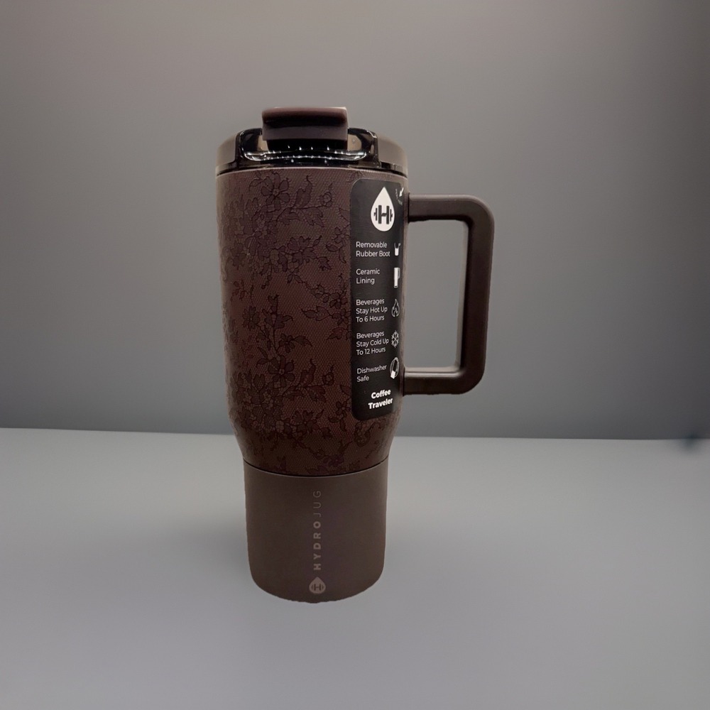 HydroJug Coffee Traveler 20oz Espresso, Lace, Ceramic Insulated NIB